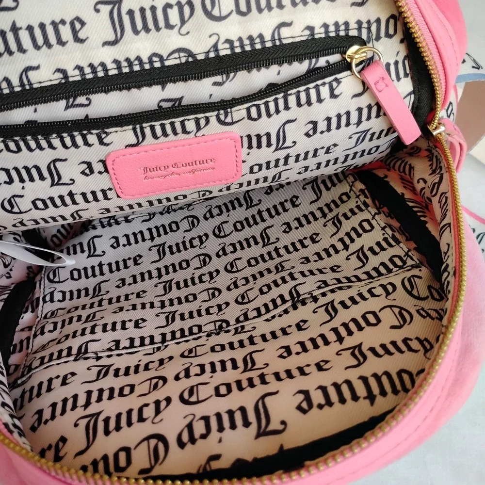 Juicy Couture Bag Velour Rhinestone Bling Mini‎ Backpack Travel Pink